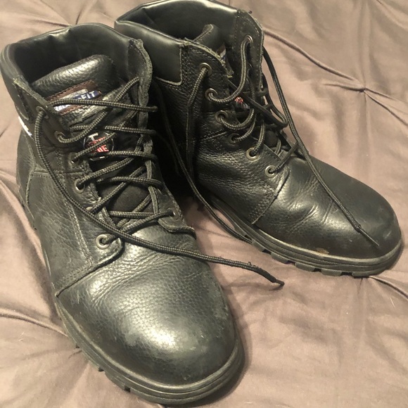 skechers steel toe work boots with memory foam